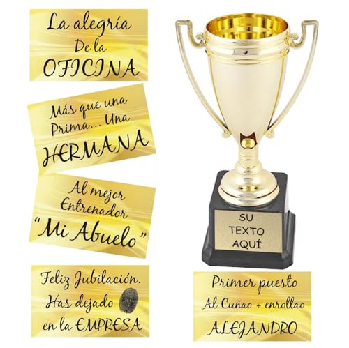 dolarestore Copa Trofeo con Textos Personalizados Especial para Regalo Base Negra 11x20 cm