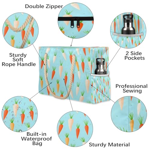 Large Beach Bags for Women and Men, Waterproof Tote with Zipper, Reusable Grocery Shopping Shoulder Bag3