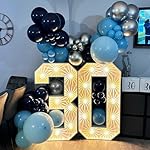 Blue Silver Balloons Set, 12 Inch Blue and Silver Balloons Dark Navy and Confetti Party Latex Balloon, Macaron Metallic Baby Blue Mixed Balloon for Birthday Graduation Baby Shower Wedding Retirement - Image 5