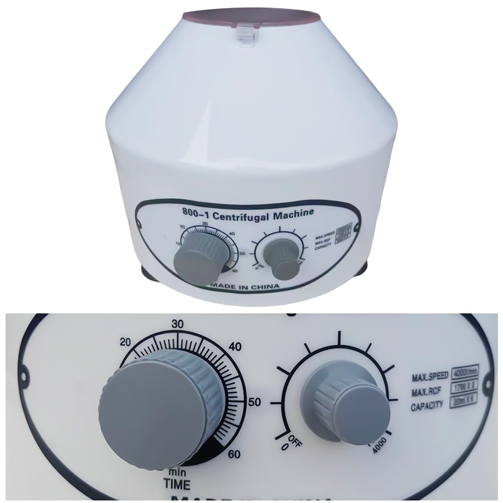 Centrífuga Laboratorio, 6x20ml Centrifugadora Plasma, 4000rpm Centrífuga Plasma, Tiempo y Velocidad Ajustables, 1960 Centrífugas Portátiles de Laboratorio de Sobremesa, Cubierta de Polvo Transparente