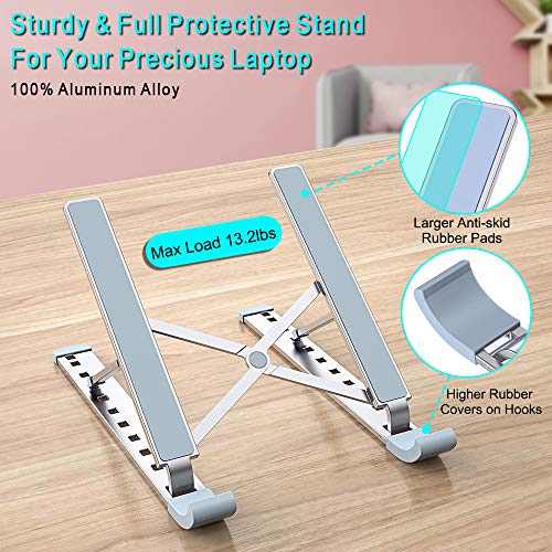 Image of Babacom Laptop Stand, Aluminum Portable Laptop Cooling Desk Holder, 9-Levels Adjustable Notebook Riser Mount, Ventilated Computer Stand, Compatible with MacBook Pro Air, iPad, Dell,10-15.6 inch Laptops