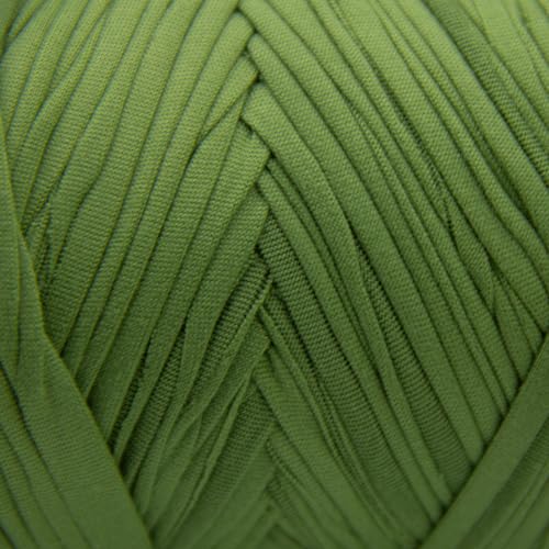 Image of 400g T Shirt Yarn, Tshirt Crochet Yarn for Crocheting Bag /Craft Project /Home Decor, 14.1oz /400g, 120yd /110m Polyester Spandex Blend Stretch Fabric(Avocado Green)