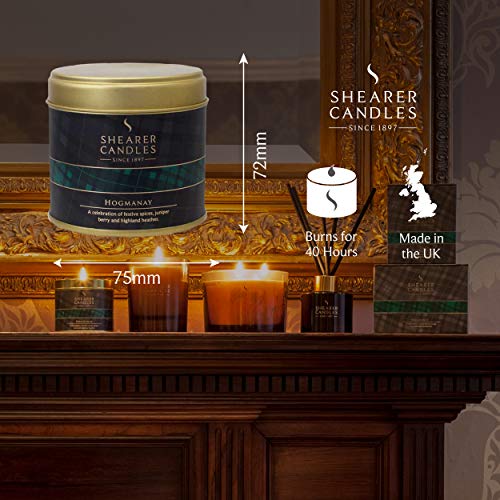Shearer Candles Hogmanay Large Scented Tartan Tin Candle - Ivory #TOP2