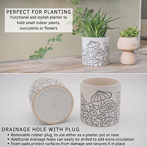 Mushroom Decor Planter Handmade Design Speckled White Ceramic Unique Retro Plant Pot Indoor Plants Modern Boho Cottagecore Room Decor Cute Vintage Aesthetic Decoration Funky Eclectic Accent Piece Gift #TOP4
