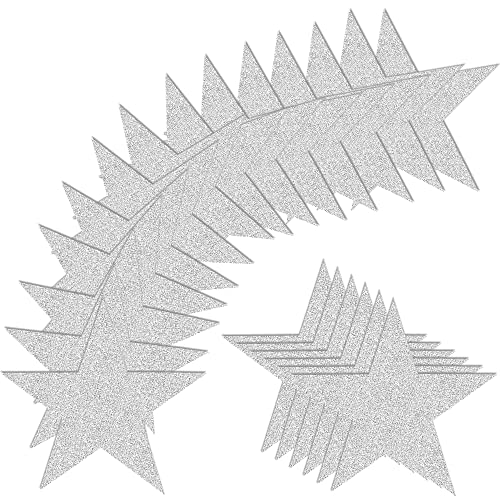 100 PCS Glitter Silver Five Star Cutouts Paper Star Cutout Silver Stars Cutout for Bulletin Board Classroom Wall Party Decoration Supply
