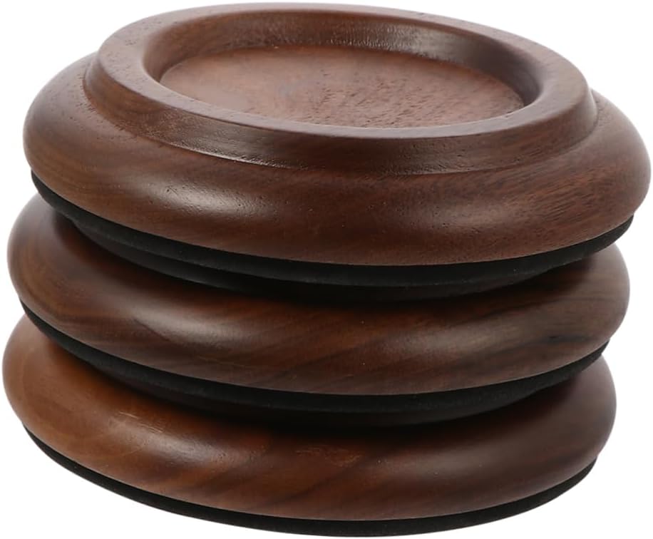 3pcs Black Walnut Piano Caster Cups Floor Protectors for Hardwood Tile Carpet Skid Sound Insulation for Grand Upright Pianos