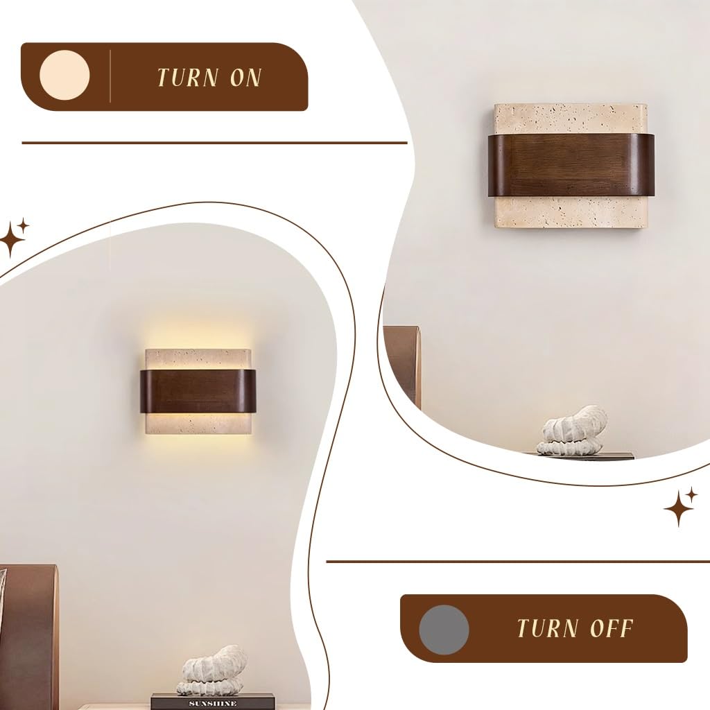 Moderner Stil Stein Wandleuchte LED Auf Und Ab Emittieren Schlafzimmer Nacht Wand Licht Wabi Sabi Stil Wohnzimmer Flur Treppe Kreatives Design Innendekoration Beleuchtungen(2 Lights)