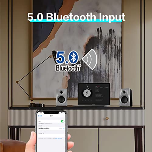 HiVi-Swans M10 Plus White Bookshelf Speaker, Bluetooth Powered Computer Speakers with Subwoofer 2.1 Home Speakers Stereo System – 60W RMS – AUX Audio - Image 7