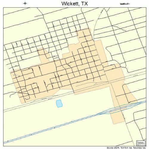 Large Street & Road Map of Wickett, Texas TX Printed poster size wall