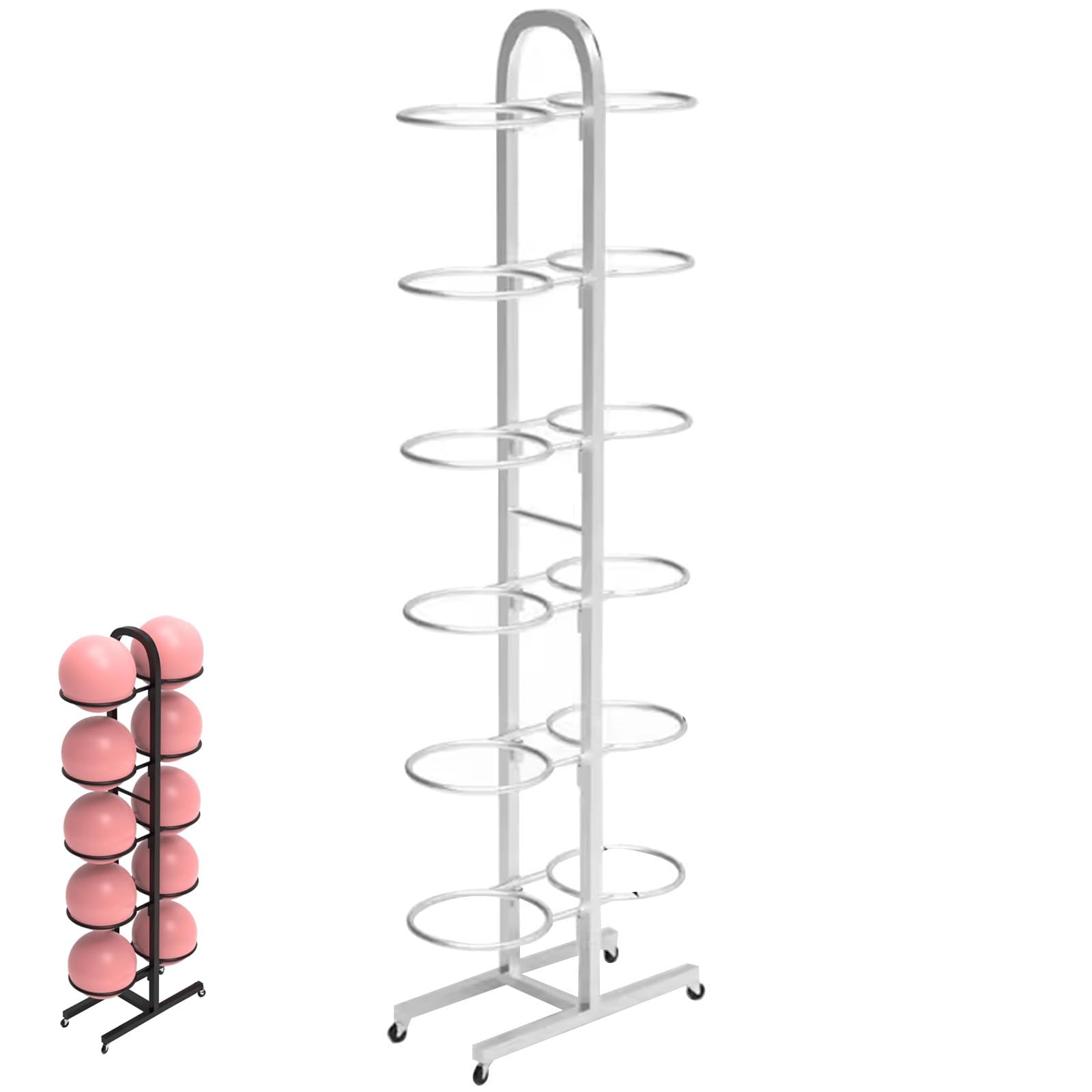 Supporto per palla da yoga, carrello portatile da palestra, supporto per attrezzatura sportiva, design salvaspazio per studi e centri fitness