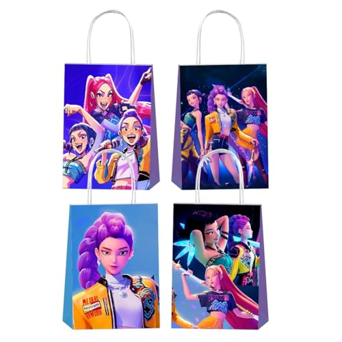 YEEFIGRO 12pcs Demon Movie Hunters Party Gift Bags with Handles Girl Birthday Party Supplies for Demon Movie Hunters Party Decorations