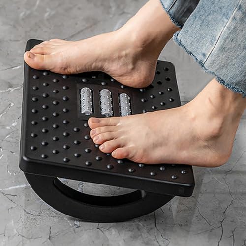 Image of Foot Rest for Under Desk at Work - Ergonomic Foot Stools for Under Office Desk - Rocking Footrest with Roller Massager - Leg Rest for Chair, Computer Gaming - Promote Leg Circulation.