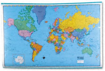 American Map 715936 Hammond Deluxe Laminated Rolled Political Reference World Map, 64wx44h
