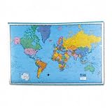 American Map 715936 Hammond Deluxe Laminated Rolled Political Reference World Map, 64wx44h