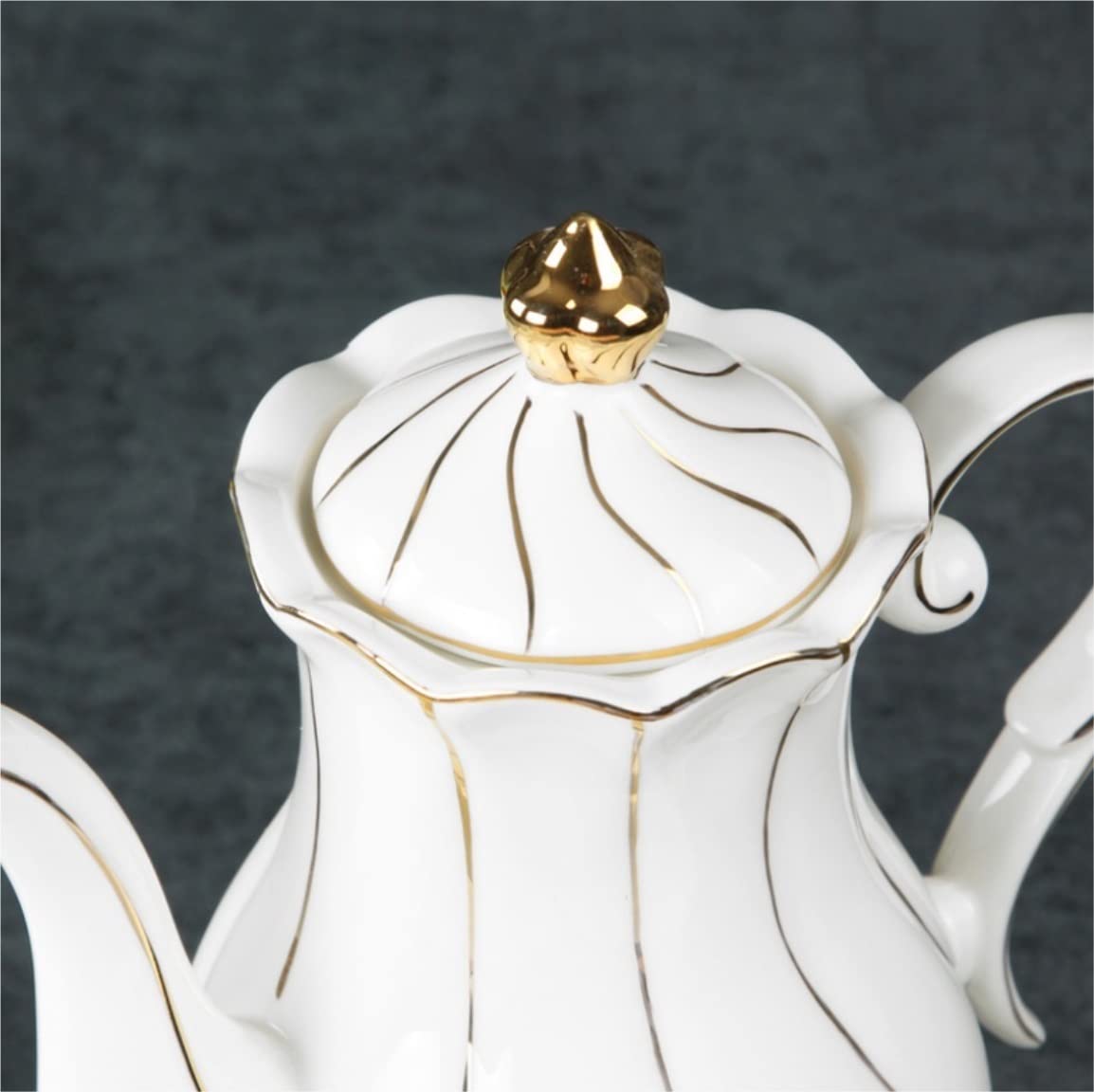 Zestaw Do Herbaty 8 Sztuk Zestaw Do Herbaty Złote Wykończenie Glazurowana Porcelana Serwis Kawy I Z 6 Filiżankami Tacą Na Czajniczek Popołudniowa Herbata Akcesoria Kuchenne