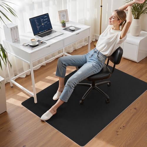 Image of Sycoodeal Office Chair Mat for Hardwood Floor,Slip Resistant Floor Mat for Office Computer Gaming Chair,Heavy Duty Floor Protector for Rolling Chairs,Easy to Clean,Black(36 inchx48 inch)