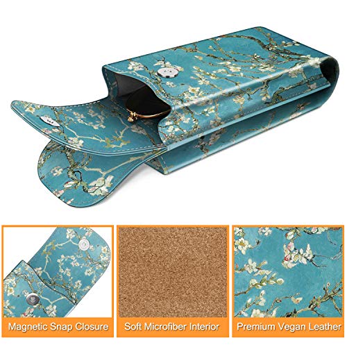 Image of FINTIE Double Glasses Case with Carabiner Hook, Portable Vegan Leather Eyeglass Case Anti-scratch Sunglasses Pouch