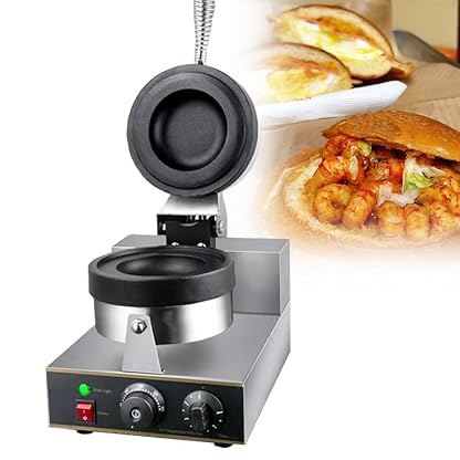 Doppelseitig Beheizter Burger-Maker Burgermaschine, kommerzieller Waffeleisenwärmer, Sandwichmaker 1300 W, Bubble Egg Baker, Edelstahl, 50–300 °C einstellbare Temperatur für den Haushalt