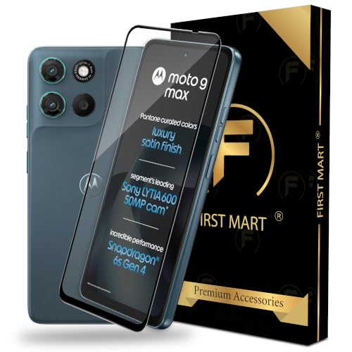 Image of FIRST MART Tempered Glass for Motorola G Max, 9H Full-Glue Screen Protector, 3D Edge-to-Edge, HD Clear, Oleophobic, Case-Friendly, Bubble-Free| Black