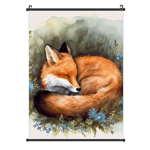 Poster renard endormi décoration murale salon chambre
