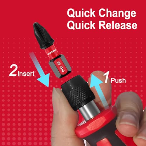 Image of Geinxurn Magnetic 2PC Mini Changeable Head Manual Screwdriver Holder, Quick Change & Release 1 /4 inch Hex Bit Extension Holder