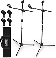 Vista 1 de Pyle Universal Adjustable Tripod Microphone Stand - Pair of Heavy Duty Lightweight Professional Compact Extendable Stage Studio Floor Standing Boom