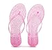 OMGard Flip Flops for Women Jelly Sandals Thong Flats Jellies Shoes Glitter Clear Slipper Summer Beach Pool Slides Size 7 Pink Slip On Quick Drying Soft