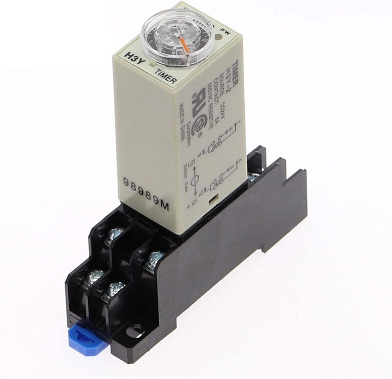 1pcs Power-on Delay Rotary Knob DPDT 1S/5S/10S/30S/60S/3M/5M/10M/30M Timer Timing Time Relay DC 12V H3Y-2 with Base Socket(0-3 Seconds)