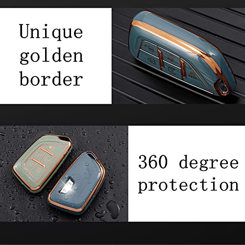 Image of Tpu key fob cover Compatible with Cadillac 2020 2022 CT5 CT6 XTS XT4 XT5 XT6 ATS Escalade ESV accessories keychain (gold)