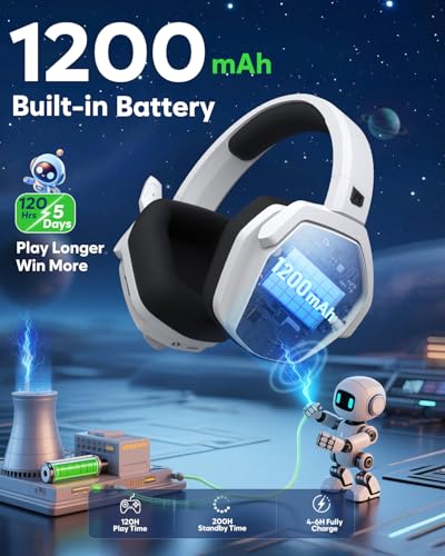 Image of NUBWO G06 Pro Wireless Gaming Headset with Charging Station for Headset & PS5 Controller, 17ms Low Latency, 120H Battery Life, Dynamic 50mm Drivers-White (Only Compatible with PS5)