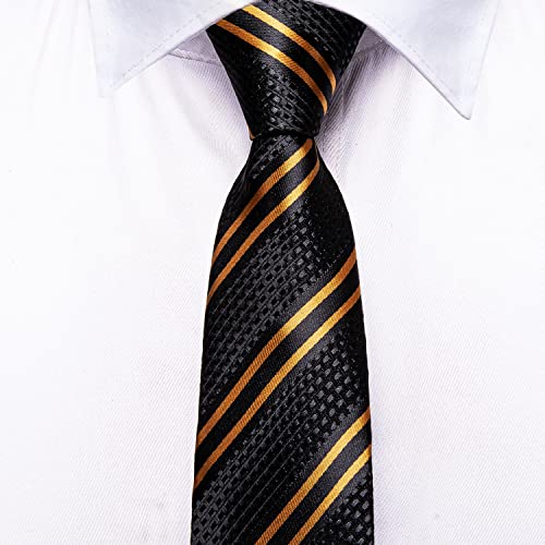 Image of Hi-Tie Father and Son Tie Set Striped Plaid Ties for Men and Boys Silk Necktie Pocket Square Set for Wedding Gifts