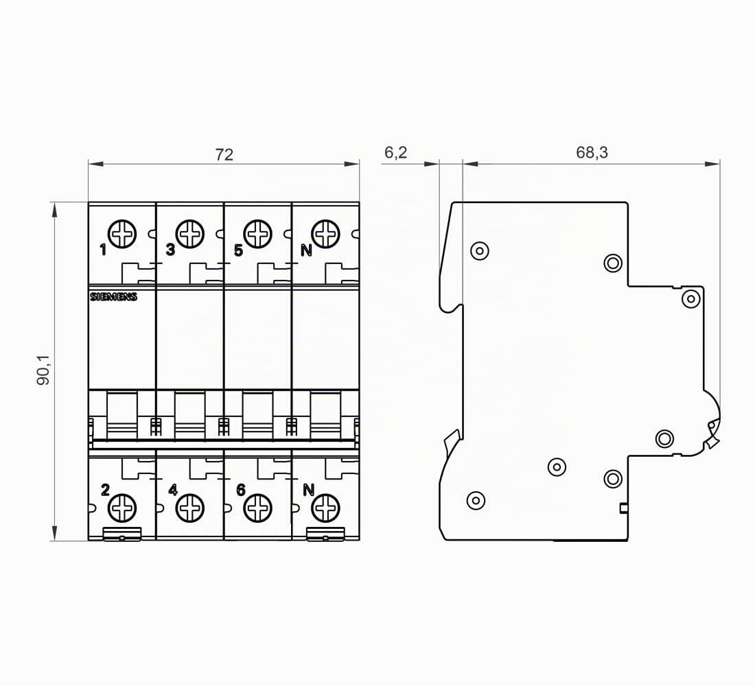 Siemens 5SL6 Miniaturüberlastschalter Typ C, Pol 3-polig 16A 400V ac, Abschaltvermögen 6 kA SENTRON 72 V dc