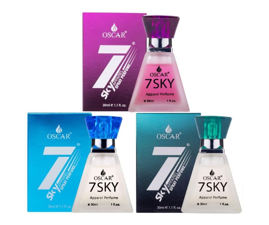1 OSCAR 7SKY PINK PERFUME 30ML + 1 OSCAR 7SKY BLUE PERFUME 30ML + 1 OSCAR 7SKY GREEN PERFUME 30ML