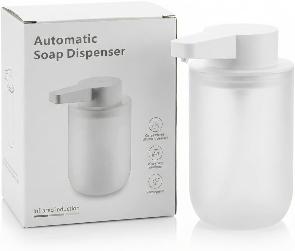 300ml Automatic Foaming Soap Dispenser Rechargeable, Touchless Infrared Sensor Hand Soap Dispenser with Dual Foam Modes, Type-C Charging for Kitchen and Bathroom