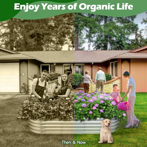 Angooni 7x3x1.4ft Raised Garden Bed Outdoor, Upgraded X-Shaped Support Rods, Raised Planter Box kit, Raised Bed for Planting Vegetables, Flowers, Fruits