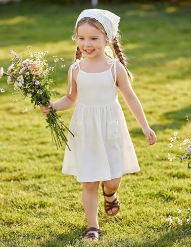Arshiner Summer Dresses for Toddler Girls Casual Sundress White 7-8 Years — view 3
