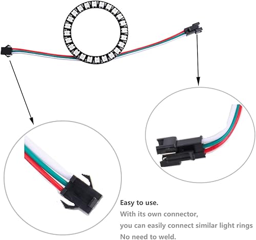 Miniatura 2 de 2 lámparas LED Pixel WS2812B 5050 RGB, 24 controlables individualmente, 5 V CC, 24 bits a todo color, controlador integrado, para Arduino y