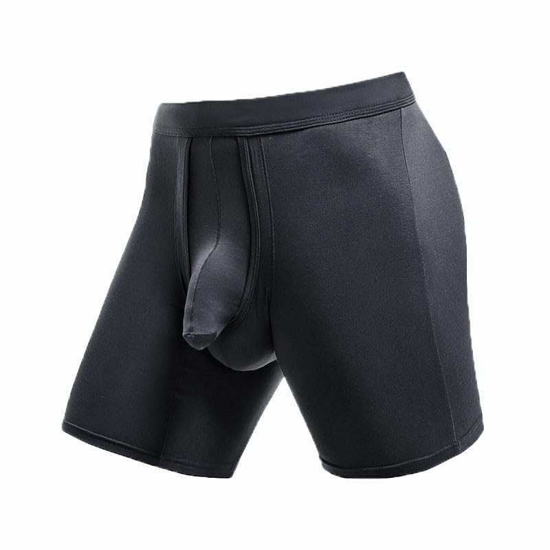 Men's Stretch Boxers Breathable Dual Pouch Lightweight Sleep Boxer Soft Long Underpants Daily Wear Soft Underwear