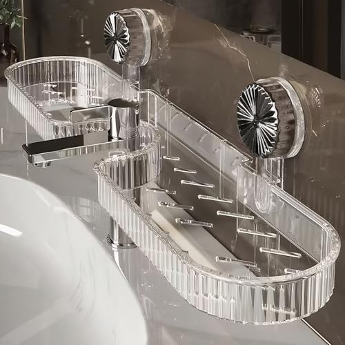 Support de douche transparent à ventouse étagère de rangement murale sans perçage - 7