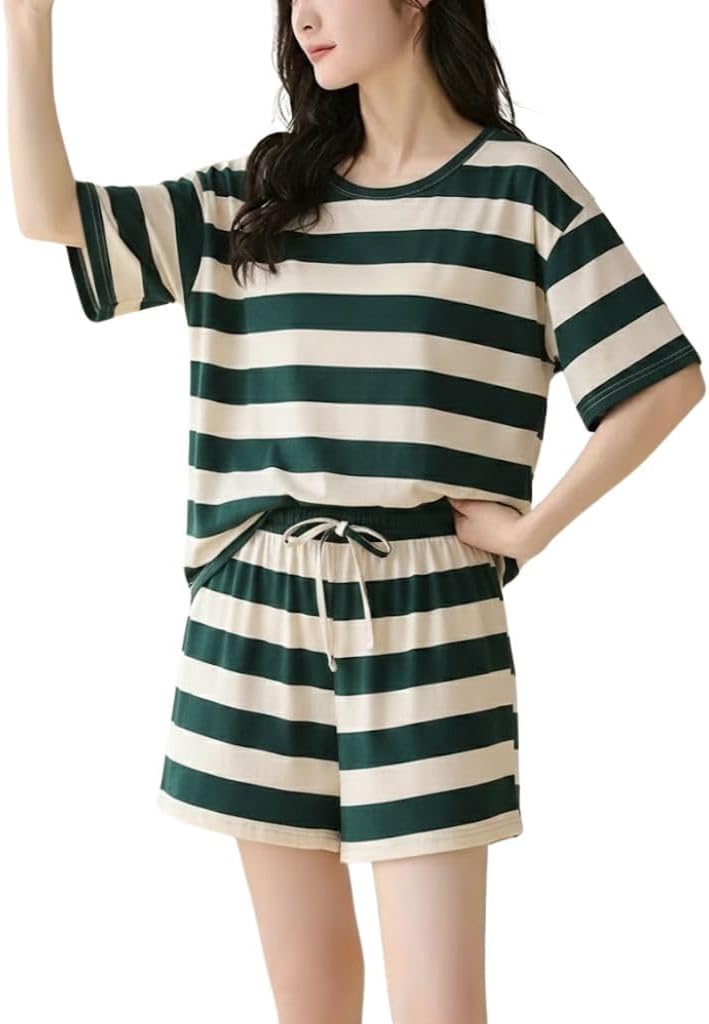 Women Korean Shorts Pajama Set Cotton Blend Nightwear Set Top & Shorts Sleepwear Lounge Wear Soft Comfortable Night Suit Ladies Summer Night Dress Co-Ord Home Wear Set