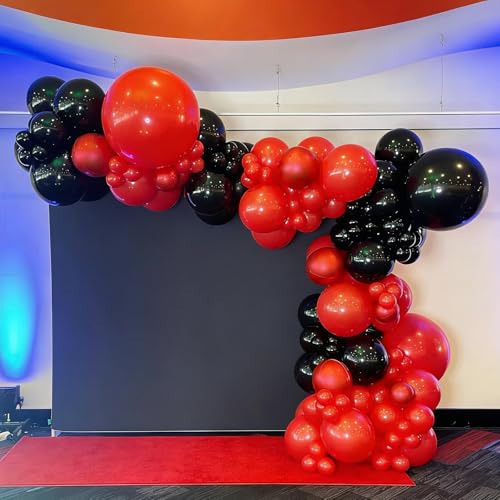 Image of Lukiituke Red and Black Balloon Arch Kit, 114Pcs Black and Red Balloons