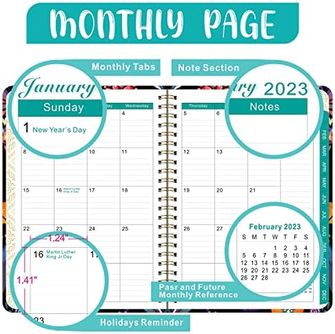 Mljtoyo Academic Diary 2023 ,Weekly&Monthly Planner ,2023 Diary A5 Week to View with Monthly Tabs , from Jan 2023 to Dec 2023 Hardcover, Inner Pocket,100GSM (A01 Black)