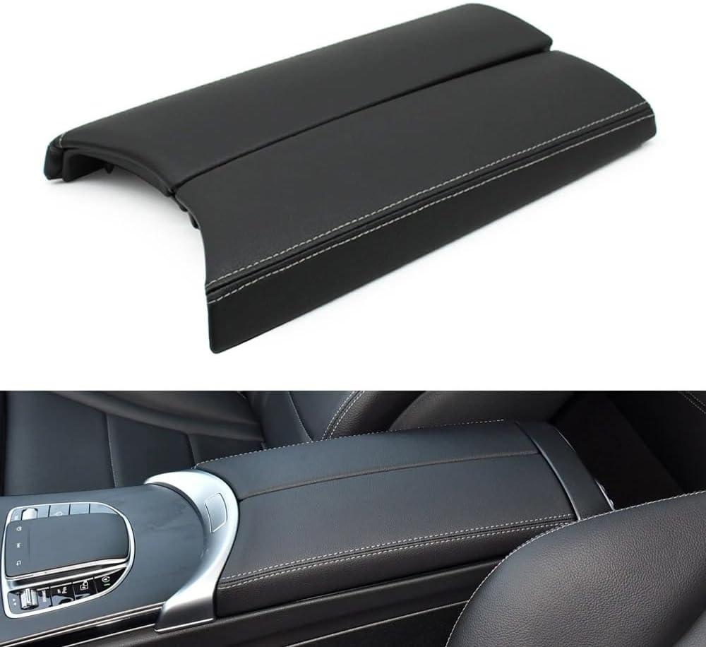 Center Console Lid Armrest Box Panel Leather Trim Protect Cover Compatible C GLC Class W205 W253 C200 C300 GLC200 GLC300(Model C)