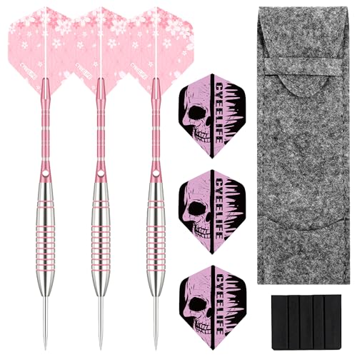 CyeeLife Steel Tip Darts Set Metal Darts Set 20 Grams With 3 Durable Aluminum Shafts 6 Dart Flights 1 Dart Bag/Case and Point Guard