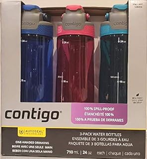 Contigo Spill-Proof Water Bottles 24oz, BPA Free, Set of 3 (Magenta, Jade, Sapphire Blue)