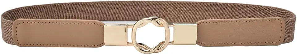 Cinto feminino retrô elástico elástico com fivela de metal skinny 2,5 cm de largura