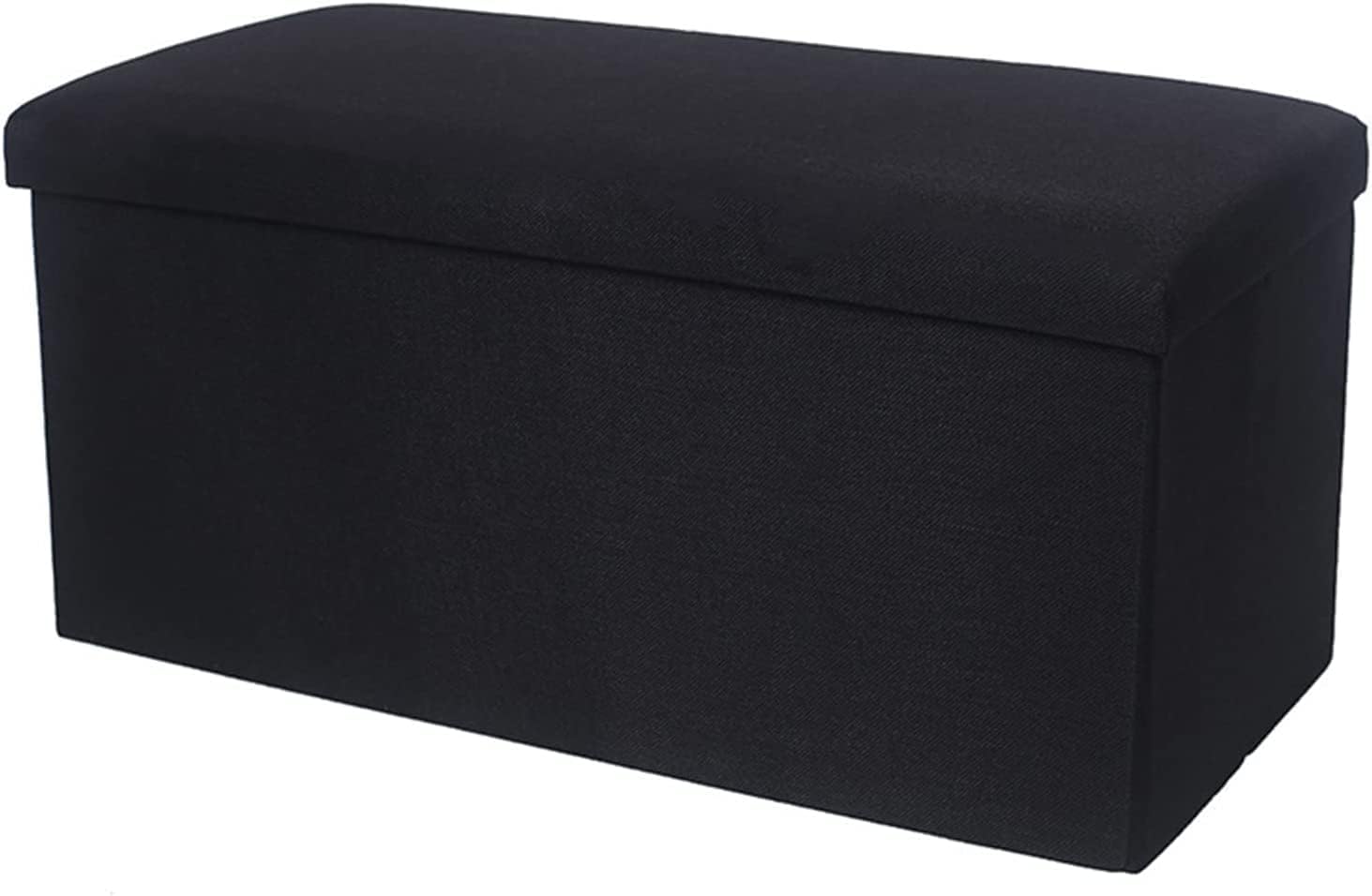 Repose-Pieds Cube Noir Pliable avec Rangement, Siège Rembourré en Coton et Lin 50x31