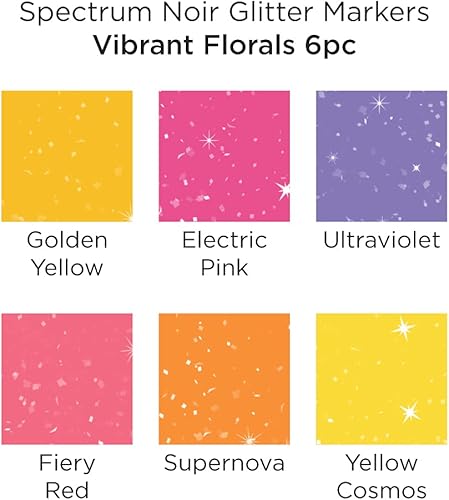 Miniatura 4 de Crafter's Companion SN-Glitter Marker Florals-Juego de 6 piezas, paquete de 6, flores vibrantes