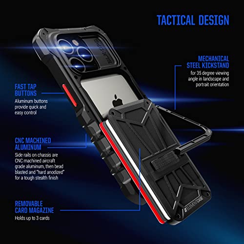Element Case Black Ops For Iphone 14 Plus / 14 Pro Max (6.7") - Aggressively Rugged, Tactical, And Shockproof With Wallet/Card Holder And Mechanical Kickstand - Black - (Emt-322-267Fp-01) #TOP2