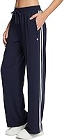 Baleaf Women's 30'' Straight Leg Track Pants Sweatpants with Zipper Pockets - Striped Loose Fit Running Jogging Pants